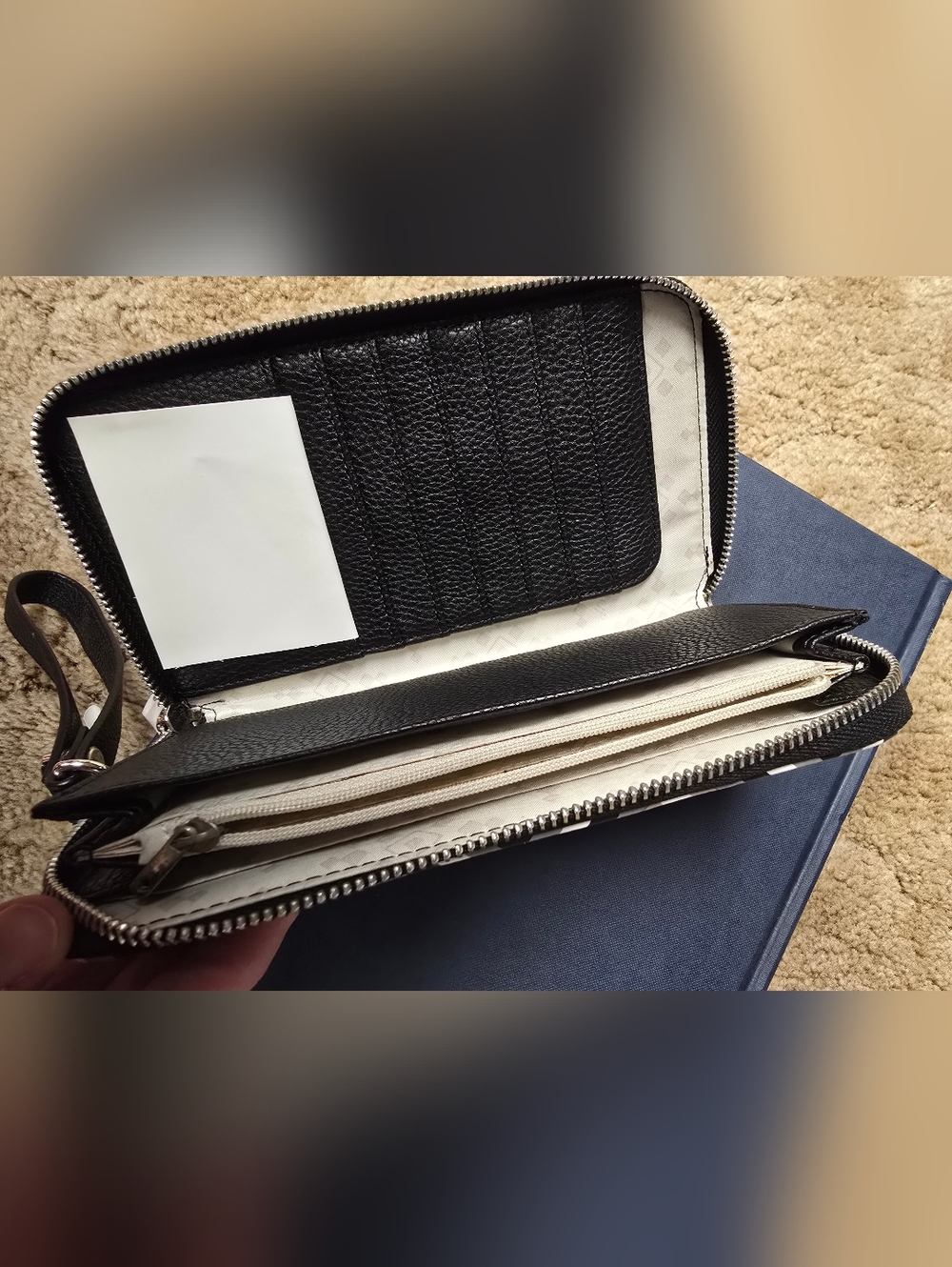 New Jewel byThirty-One Geometric Zip-Around Wristlet Wallet - Black, White & Tan - Picture 6 of 6